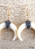 Boho Earrings, RH Dangle Earrings, White Horn Moon